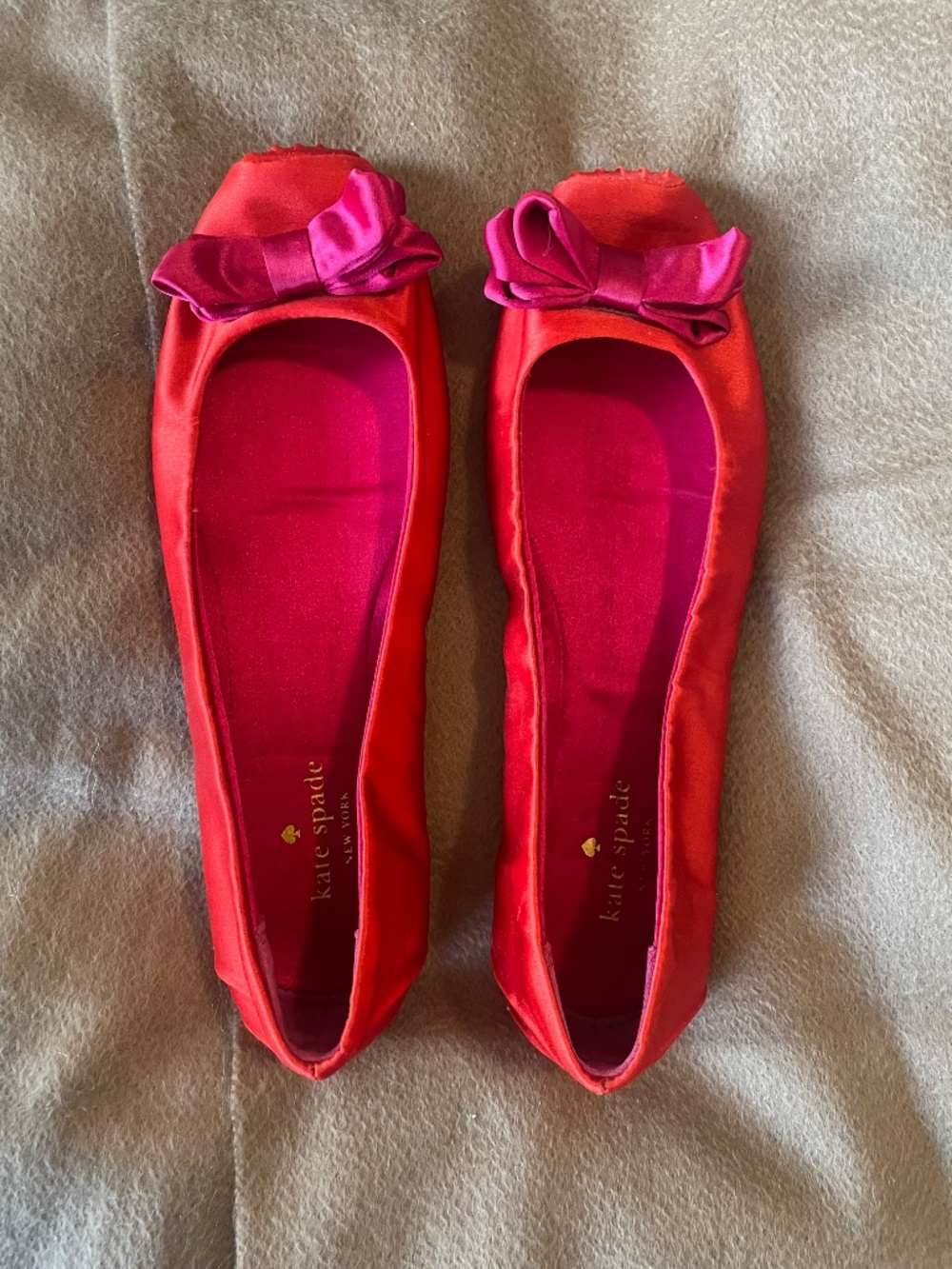 Kate Spade red satin ballet flats - Picture 5 of 8